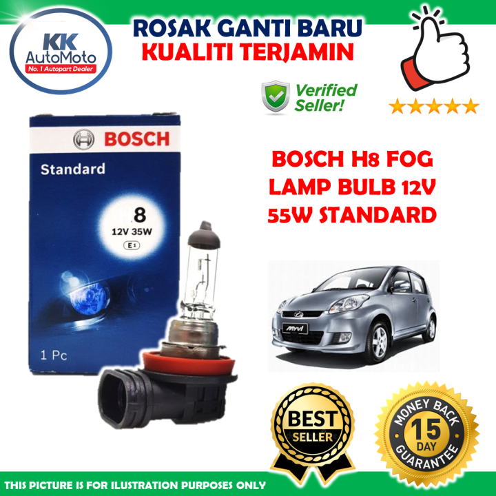 Genuine Original BOSCH H8 Fog Lamp Bulb Mentol Lampu 12V 35W Standard ...