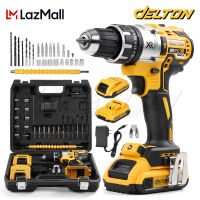 DELTON สว่านไร้สาย สว่าน 3 ระบบ 99V มีระบบกระแทก Cordless Impact Drill สว่านกระแทก ไร้สาย สว่านแบต พร้อมแบตเตอรี่ สายชาร์จ ดอกไขควง ดอกสว่าน เครื่องมือช่าง ครบชุด รุ่น DXR-99P