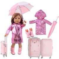 4Pcs=Raincoat+Umbrella+Rain Boots+Suitcase For 18 Inch American Doll&amp;43Cm Reborn Baby Doll Accessories Generation Girl DIY Toys