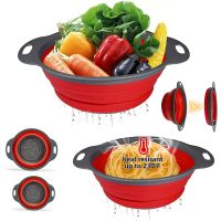 【hot】 Folding Silicone Drain Fruit Vegetable Colander Utensils Strainer Basket Accessories Drainer