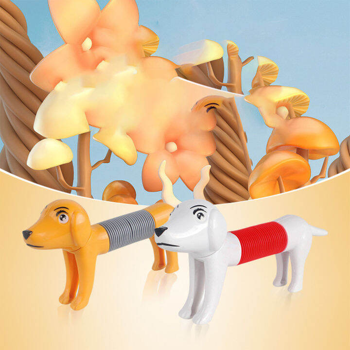 Dog Pop Tubes Toy Expandable Sensory Stretch Dog Tubes Shape Changing