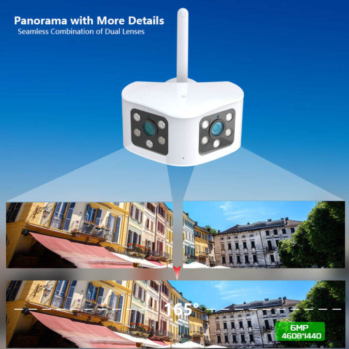 Outdoor 4K 8MP 6MP 180° Ultra Wide View Angle Panoramic WIFI Dual Lens ...