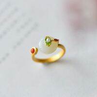 เครื่องประดับเครื่องรางที่สง่างามของ FEIJF ลูกปัดหยกทองแดงรูปดอกบัว Kado Pacar แหวนย้อนยุคสร้อยคอสไตล์จีนต่างหูสร้อยข้อมือผู้หญิง