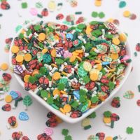 100g/Lot 5mm Ladybirds with Colorful Leaves Clay Slices Mixed Candy Sprinkles For DIY Slime Crafts Filling