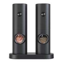 5 Coarse Levels Battery Operated Black Pepper Mill Burnisher Accessories Black with Base, Adjustable