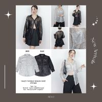 SLYQ HAILEY TWINKLE SEQUIN SHIRT เสื้อเชิ้ตซีทรูปักเลื่อมทั้งตัว ขาว/ดำ ?