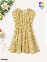 KiddeeCrew ชุดกระโปรงเด็กผู้หญิงครีมดอกไม้เหลือง Yellow Flower Dress  เหมาะสำหรับอายุ 1-10 ปี