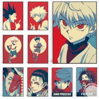 NewHunter X Hunter Retro อะนิเมะโปสเตอร์ Killua Zoldyck Kurapika Gon Freecss Hisoka ผ้าใบพิมพ์ภาพวาด Home Room Wall Decor