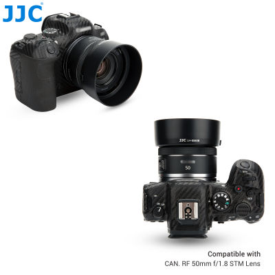 JJC ES-65B Lens Hood Shade for Canon RF 50mm F1.8 STM Lens on EOS R6 Ra R RP R5 C70 with 43mm UV Filter + Micro Fiber Lens Cloth