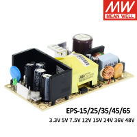 Mean Well EPS PCB ประเภทแหล่งจ่ายไฟเอาต์พุตเดี่ยว EPS-1525354565W 3.3V 5V 7.5V 12V 15V 24V 27V 36V 48V Meanwell Driver