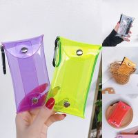 【Lanse store】Transparent PVC Purse Key Wallet Case Chain Ring Pouch Card Holder Keychain Women Coin Bag Mini Lipstick Storage