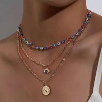 2023 European and American Style Personality Evil Eye Collarbone Chain Hip-hop Exaggerated Simple Eye Multi-layer Necklace Fashion Chain Necklaces