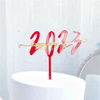 2023 Party Decorations Christmas Topper Happy New Year Acrylic Red