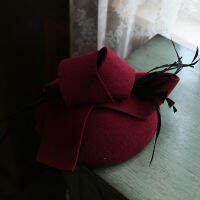 2021 Vintage Pure Wool Fedora Cap Women Flower Hat Headwear Elegant Ladies Autumn Hat