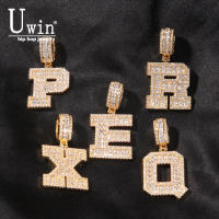 UWIN Baguette Letters With Tennis Chain Cubic Zirconia Intial Name Necklace Jewelry Charm Hip Hop Necklaces Drop Shipping