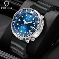 ZZOOI FOXBOX Creative Designer Men Watch Date Silicone Strap Sport Watch Men Waterproof Military Blue Mens Wristwatch Mens Gift