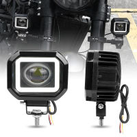 รถจักรยานยนต์ Led Spotlight Dual สี Hi-Lo Beam รอบ Led ไฟหน้าเสริมสีขาว Angel Eyes สำหรับ Off Road รถบรรทุก SUV 4X4 A