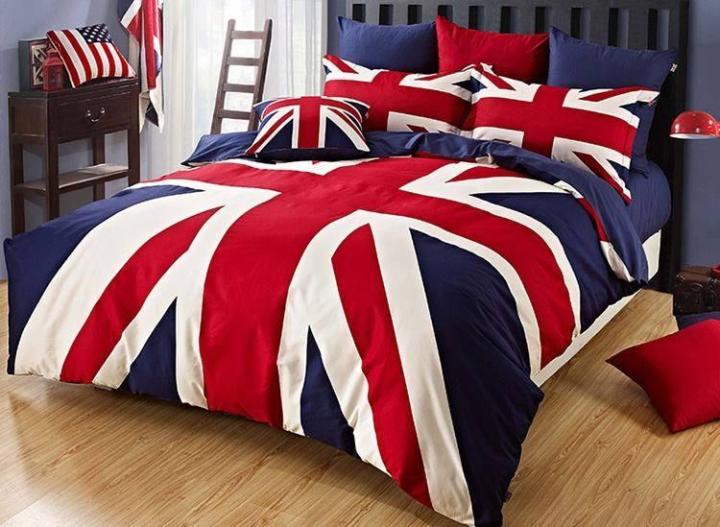 ชุดผ้าปูที่นอน-ขนาด-6-5-3-5-ฟุต-5-ชิ้น-พร้อมผ้านวมหนา-6-ฟุต-สีน้ำเงิน-ลวยลาย-ธงชาติอังกฤษ