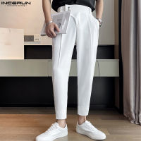 [สมบูรณ์แบบ] INCERUN Mens Chino Trousers Formal Smart Long Pants Bussiness Office Slacks Fit Trousers (สไตล์เกาหลี)