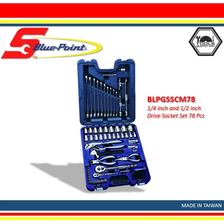 Blue Point SOCKET SET 78PC 1/4" 1/2" DR 434MM BPBLPGSSCM78 Lazada PH