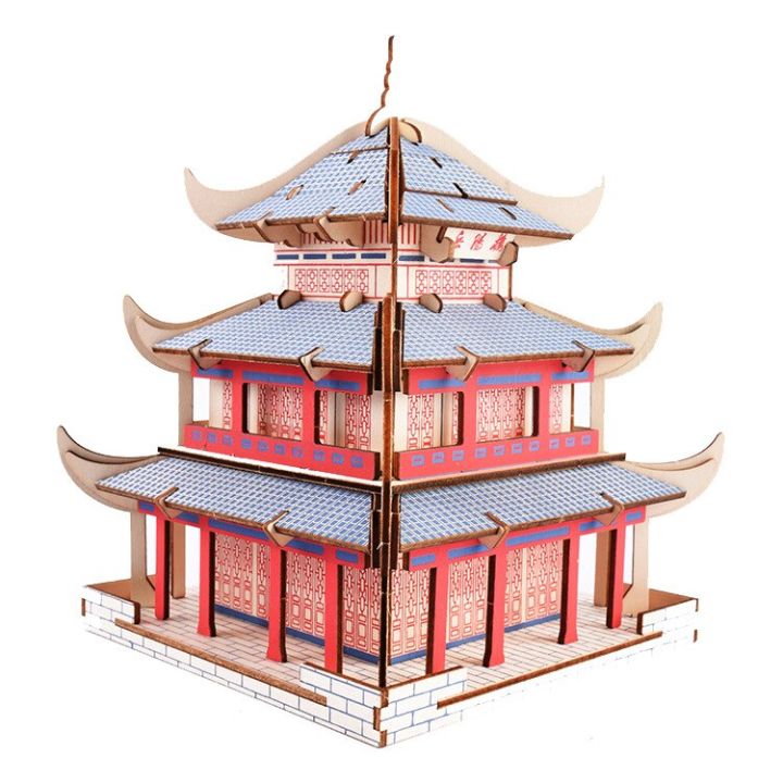 candice-guo-ชุดสถาปัตยกรรมหัตถกรรมไม้ตัวต่อ-diy-ของเล่นไม้3d-อาคารโบราณจีน-yuayang-tower-ของขวัญวันเกิดคริสต์มาส1ชิ้น