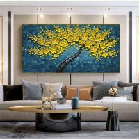 บทคัดย่อ Gold Tree Of Life Money Tree ภาพวาดสีน้ำมันบนผ้าใบ Wall Art พิมพ์โปสเตอร์ภาพผนังสำหรับห้องนั่งเล่น Home Decor