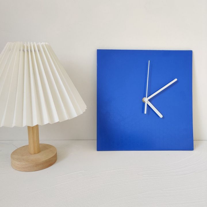 ins-retro-klein-blue-wall-clock-nordic-wooden-mute-clocks-background-decoration-desktop-ornaments-photo-props