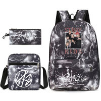 กลุ่มเกาหลียอดนิยม Stray Kids กระเป๋าเป้สามชิ้น 20-35L ระบายอากาศได้ดี , ลดภาระ กระเป๋านักเรียนวัยรุ่น