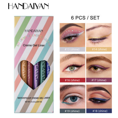 【ELECOOL】HANDAIYAN 6Pcsที่มีสีสันอายไลเนอร์แบบน้ำProfessionalแต่งหน้าเครื่องมือความงามกันน้ำที่เขียนขอบตาอุปกรณ์ดินสอแต่งหน้า