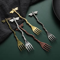 Birthday Cake Fork Gold Plated Fork Fruit Dessert Fork Gold Plated Small Fork Branch Curved Handle Fork