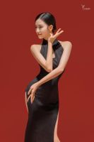 【CW】 2021 New Long Cheongsam Chinese Style Stage Dancing Costume Women Hollow Out Split Package Buttocks Sexy Dress