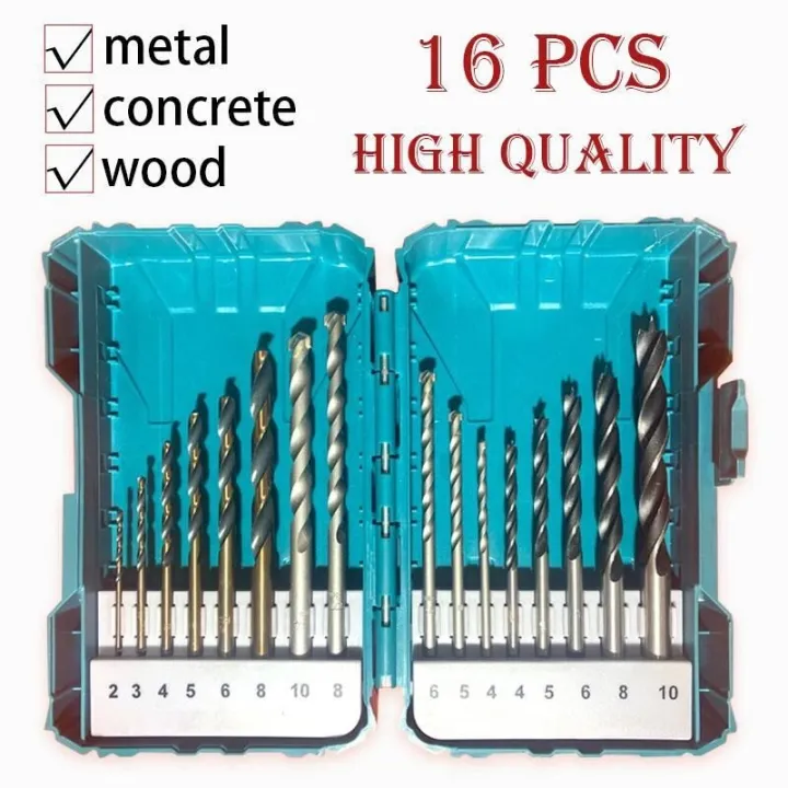 TOTAL 16pcs multifunction mixed drill bits set metal drill bits