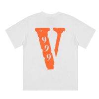 Vlone Men T Shirt Legends Never Die Tshirt Street Men Clothing 999 Orange Print Short Sleeves Man Loose