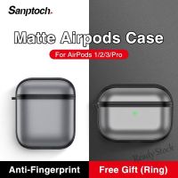 【hot sale】 ♘ C02 Sanptoch Luxury Frosted Case For Apple AirPods Pro 1 / 2 / 3rd Generation Bluetooth Wireless Earphone Shockproof Cover Matte Translucent Protective Casing With Keychain