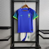 New Arrival 2022 Brazil Away Jersey Kids Football Jersey Suit Children Tops Shorts Soccer Jersey Jersi Setworld Cup Brasil Jerseys 16 - 28