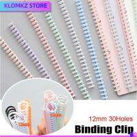 KLOMKZ 10pcs แถบเข้าเล่ม คลิปหนีบโน้ตบุ๊ค 12มม. 30รู ตัวยึดหัวเข็มขัด แหวนหลวมใบ ถอดออกได้ A4 A5 B5 หนังสือวงกลม สมุดอัลบั้มสมุดภาพ