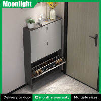 MOONLIGHT- โมเดิร์นสีเทา Ultra-Thin Tipping ตู้รองเท้า Home Entrance Porch ตู้ขนาดใหญ่ความจุประหยัดพื้นที่ Dust-Proof ขนาดเล็กแคบ Cabinet