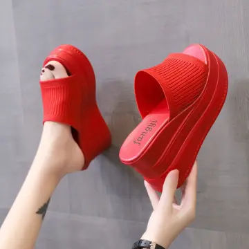 Red hot sale sandals platform