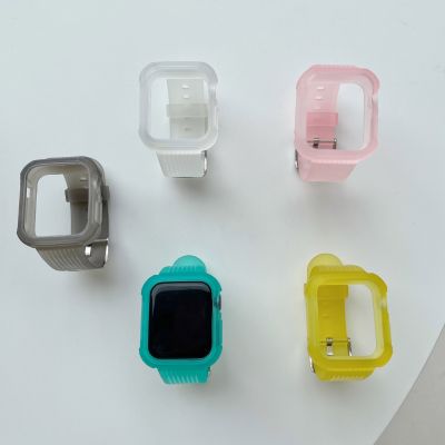 【Hot Sale】 Suitable for iwatch 123456 generation protective case frosted candy integrated transparent strap