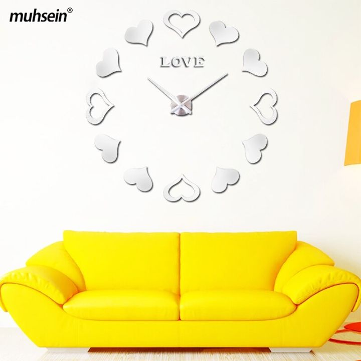 ZZOOI Muhsein Heart Wall Clock Fashion Aarylic Mirror Wall Watch ...