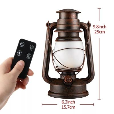 Remote Control Vintage Camping Lantern LED Candle Flame Tent Light Battery Power Outdoor Hanging Kerosene Lamp Decor Table Lamp