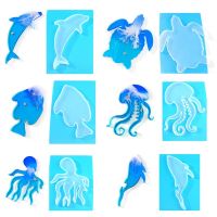 6Pcs Marine Organism Coaster Silicone Resin Molds Sea Turtle Dolphin Fish Octopus Tea Mat Ocean Coaster Molds Kit Tools