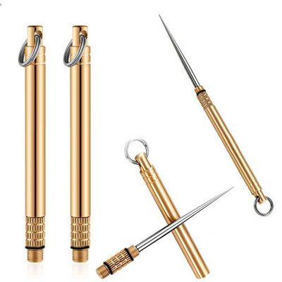 ◊ Titanium Outdoor Portable Multifunctional Toothpick Bottle Fruit Fork Camping Tool Toothpick Tube Stronger Than Dental Floss