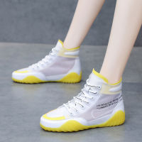 Woman Vulcanize Shoes Fashion Breathable Mesh High Vamper Soft Sole Lace-Up Ballet Flats Ladies Casual Shoes Summer Shoes Women