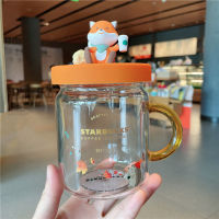 Startbuck ขาตั้งกล้อง Starbuck Fox Starbuck Cup 2021ป่าแก้วสไตล์จิ้งจอกแก้วอินเทอร์เน็ตคนดังน่ารักทนความร้อนได้ถ้วยน้ำ Mark แก้วกาแฟ