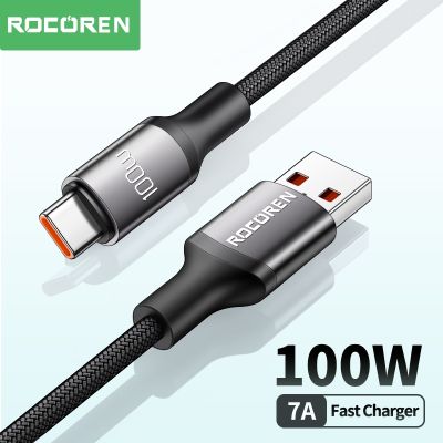 Rocoren 100W USB Type C Cable For Xiaomi 13 Huawei Redmi Note 12 Pro Realme 7A Fast Charging Cable Super Charge USBC Wire Cord