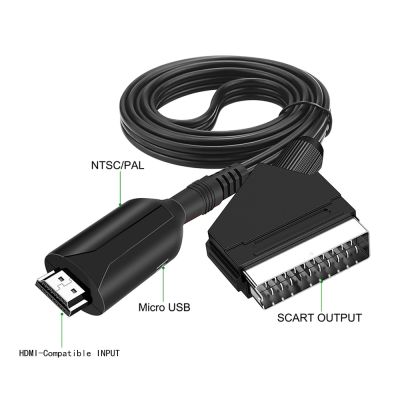 1080P Scart To HDMI-Compatible Converter Audio Video Adapter SCART Input to HDMI-Compatible Output for PS3/HDTV/DVD/Set-top Box Cables
