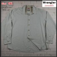 Wrangler®แท้ อกจริง 56 ไซส์ 5XL เสื้อเชิ้ตผู้ชาย แรงเลอร์ แขนยาว สีครีม