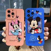 เคสป้องกันสำหรับ Samsung Galaxy A04E A14 A34 A54 A33 A53 A73 A32 5G A31 A72 A51 A71 A11ยิ้มได้ A03S A50มิกกี้มินนี่ที่ครอบขอบสี่เหลี่ยมเลนเต็มรูปแบบเคสป้องกัน