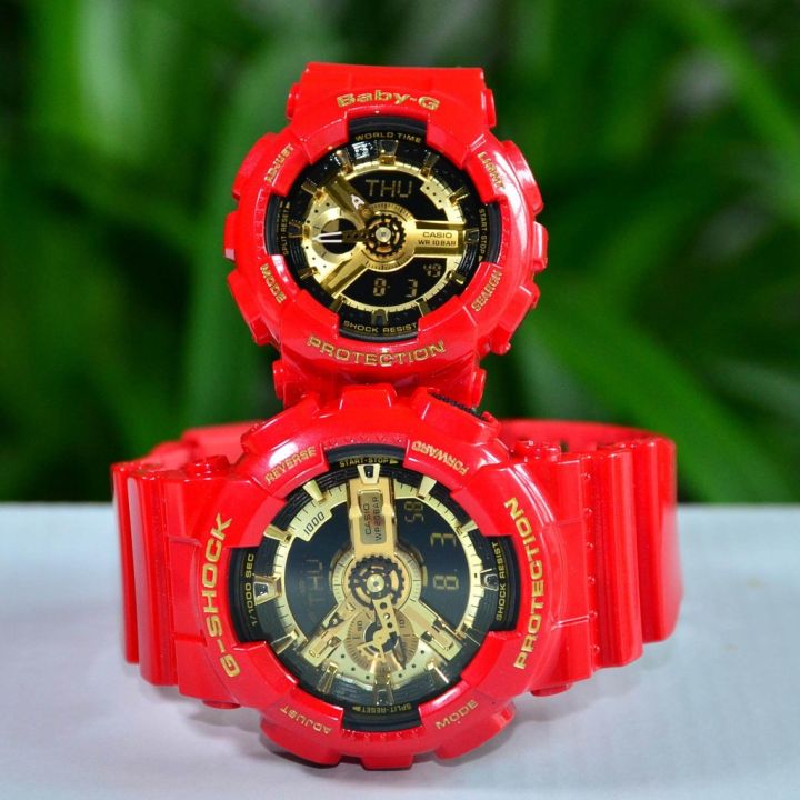 casio-g-shock-นาฬิกาข้อมือชาย-53-4-mm-ตัวเรือนสีแดง-สายสีแดง-รุ่น-ga-110vla-4a